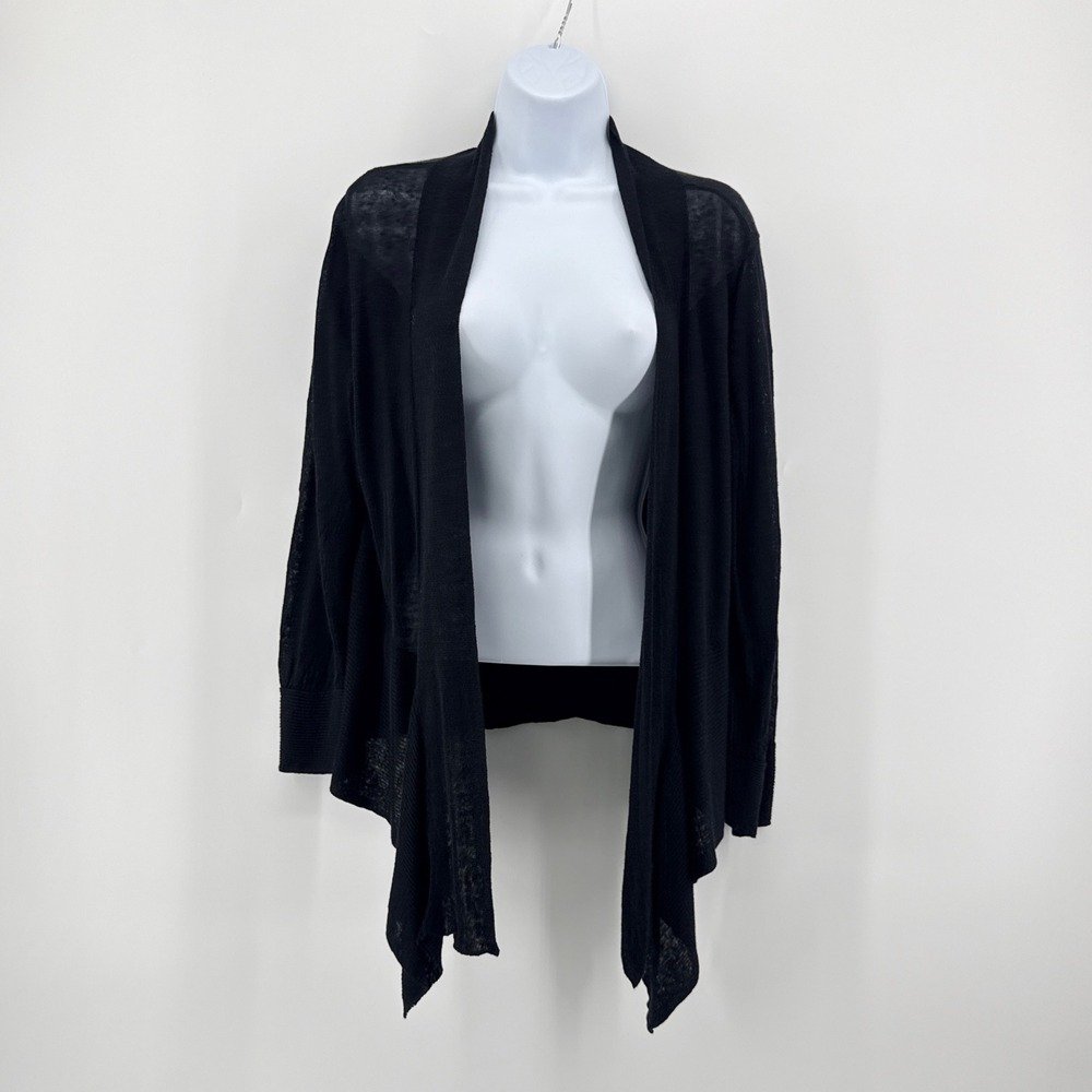 Nic Zoe 4 Way Cardigan Black Linen Blend Open Front Convertible Sweater Large L